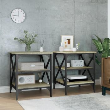 Mesa de sofá 2 uds madera contrachapada 40x42x50 cm