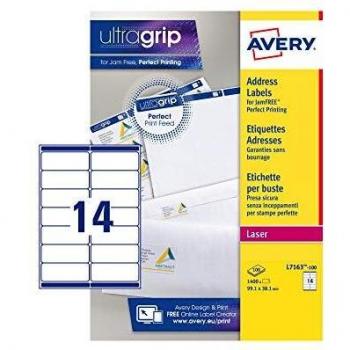 Etichette bianche per indirizzi AVERY Ultragrip? 99,1x38,1 mm