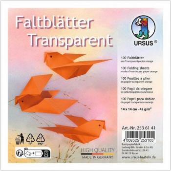 Orange Faltblätter Transparenzpapier 14 × 14 cm – 100 Stück, Ursus