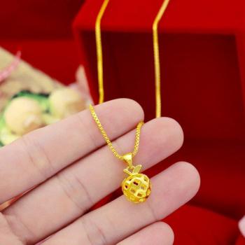 Trendy 18K Yellow Gold Apple Necklace Pendant for Christmas with Box