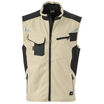M-sized Workwear Softshell Vest by James and Nicholson in Stone/Black