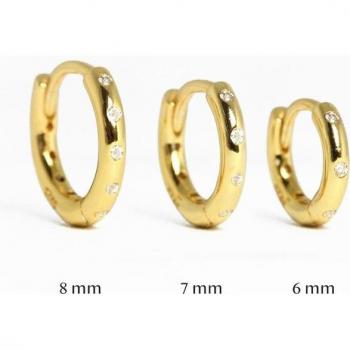 Pendientes de aro pequeños de plata 925, 6/7/8mm para mujer