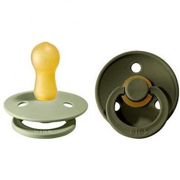 Dual‑Colour Latex Pacifier Set (Sage & Hunter) – Size 2