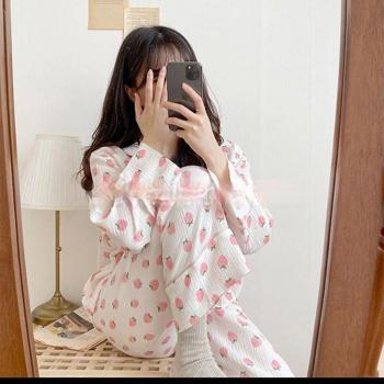 Conjunto de dormir Kawaii fresas rosa mujer