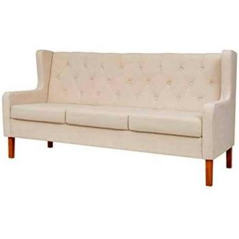 VidaXL Dreisitzer Sofa Stoff Cremeweiß