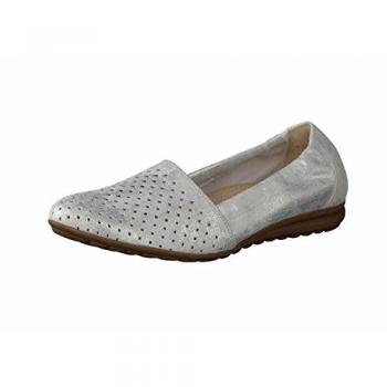 Gabor Komfort‑Damen‑Slip 42.626-92 aus Veloursleder mit Perforation & Gummiband – 4½, grau/metallic