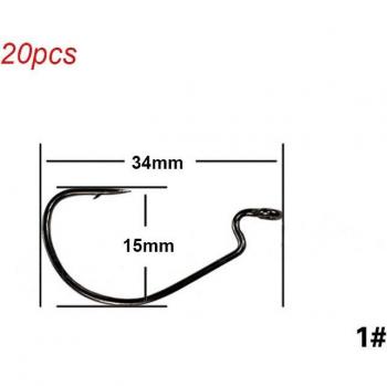 Kit de Ganchos Offset para Pesca 20 Unids 5/0-#1