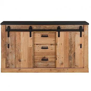 Furn.Design Sideboard Stove Kommode Used Wood hell und anthrazit mit Soft-Close 162 x 91 cm