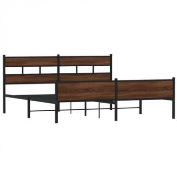 Lit métal sans matelas chêne marron 183x213 cm