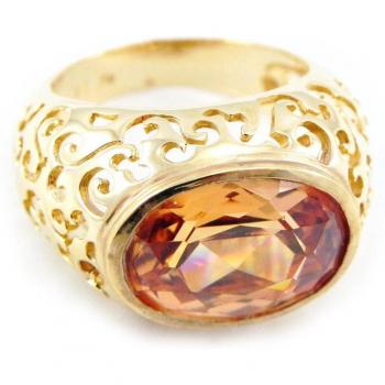 Gold „Fusion“-Ring mit Bernstein 52