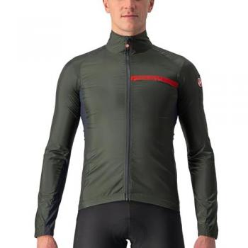 Chaqueta deportiva Castelli Squadra Stretch Verde Oscuro Rojo para Hombre