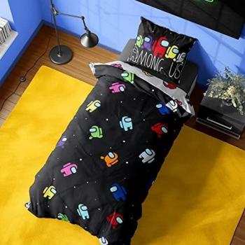 Among Us Galaxy Theme Duvet Cover Set with Pillow Cases, Double Reversible Bedding Set