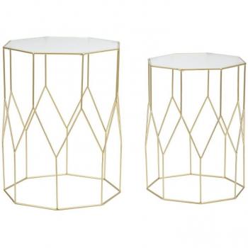 Lot de 2 tables Mauro Ferretti en métal doré