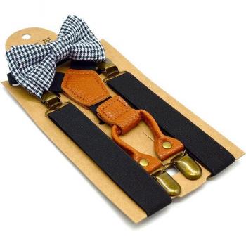 Children's 4 Clip Elastic Suspender and Tie Set