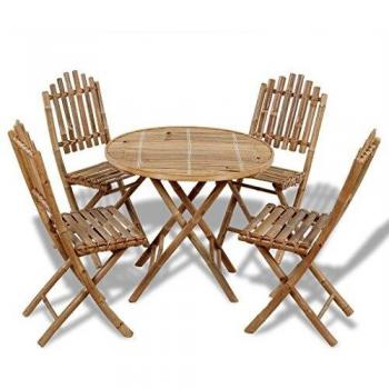 VidaXL Set da Pranzo Esterno 5 Pezzi in Bambù