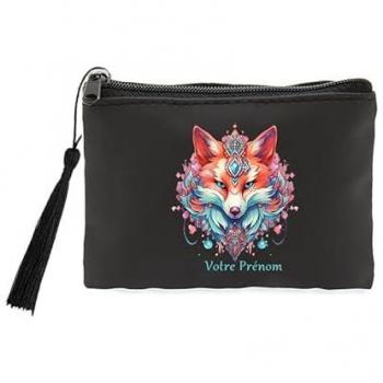 Porte-Monnaie Taperso Noir Motif Renard