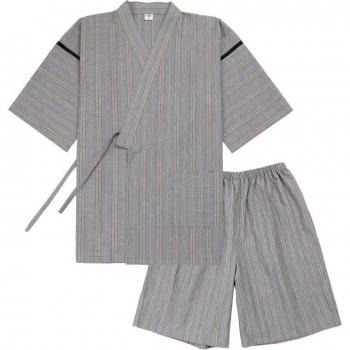 Sommer Pyjama Set für Herren mit Kimono und Shorts