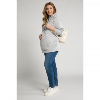 Ulla Popken Plus Size Bellieva Grey Cotton Sweatshirt, Elastic Side Insets, Size 24/26