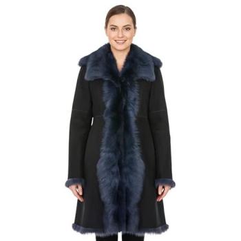 Infinity Leather Womens' Tuscany‑Suede Trench, Celeste Navy, 8 US