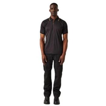 Regatta Professional Men's Durable Black and Orange Short Sleeve Polo Shirt 3XL