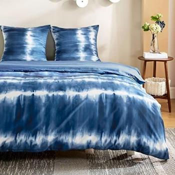 Bedsure Housse Couette 220x240 Bleu – Parure de lit adulte avec fermeture éclair et tie‑dy imprimé