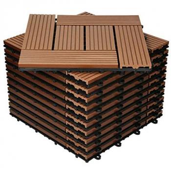 Piastrelle da Giardino WPC 30x30 cm Mosaico Legno Marrone Chiaro