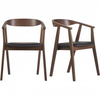 Bahia: Sedie Scandinavi in Nero e Legno Scuro (Set 2)