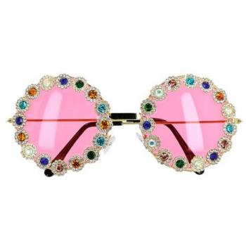 Lunettes fantaisie roses Flower Power strass femme