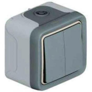 Plexo55 Interruttore Superficie Doppio Grigio