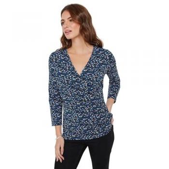 Animal‑Print Wrap Blouse in Azure – 16W