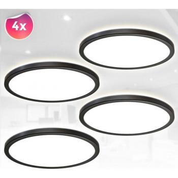Lumière Indirecte Plafonnier 4x LED Noir