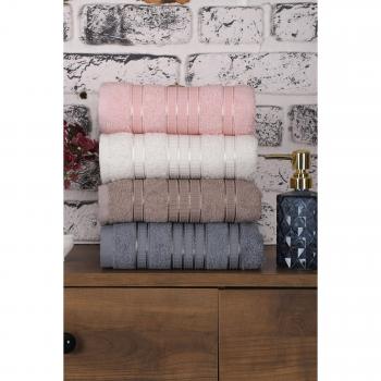 4-delige Handdoekenset 100% Katoen 50x90 cm met Donkergrijze Ceintuur