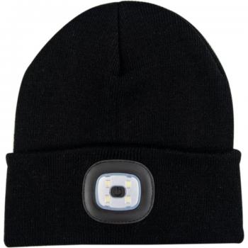 Unisex Knitted Cap with 4 LED Flashlights for Outdoor Use