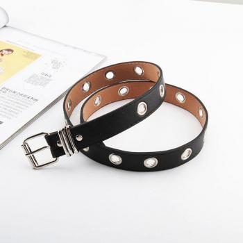 Harajuku Women's Punk Adjustable Black Chain Belt with Single Eyelet Grommets