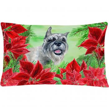 Caroline's Treasures Schnauzer Poinsettias Decorative Pillow, 12H x 16W, Multicolor