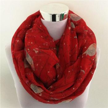 Foulard Snood Suave para Mujer con Estampado de Pájaros en Cielo Azul