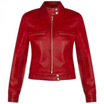 Red Infinity Leather Women's Plain Moto Biker – UK 10