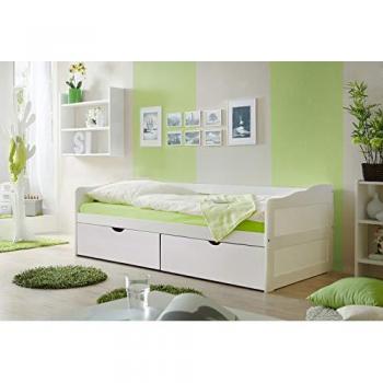 Divano letto con cassetto Melanie 90 x 200 cm pino bianco