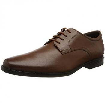 Clarks Howard Walk, zapatos de piel marrón para hombre, 44.5, con cordones, diseño casual