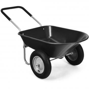 Carro de Jardín Costway, Carretilla con 2 Ruedas Neumáticas 35 cm, Acero Resistente, Capacidad de Carga 150 kg, Color Negro