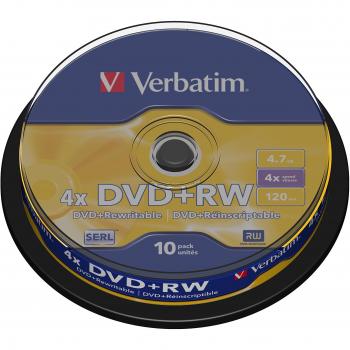 Verbatim DVD+RW 10 unités, capacité 4,7 Go (DataLifePlus)
