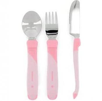 Twistshake Set de couverts pour Bébé en Acier Inoxydable pour l'Apprentissage, avec Fourchette, Couteau et Cuillère, Sans BPA, à Partir de 12 Mois, Vert Pastel