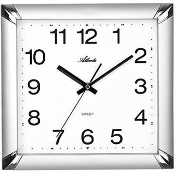 Wanduhr ohne Ticken Quarz Analog Silber