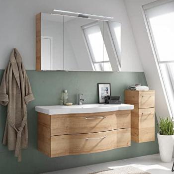 Eiche Riviera Badmöbel Set mit Waschbecken