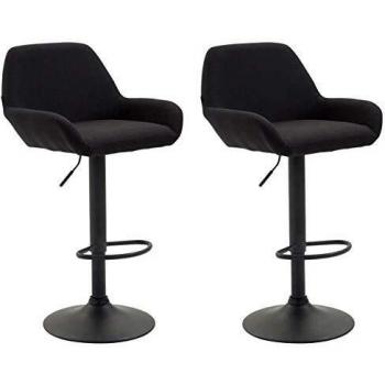Set di 2 Sgabelli Braga in tessuto nero