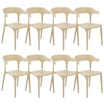 Conjunto de 8 sillas de comedor en polipropileno beige arena