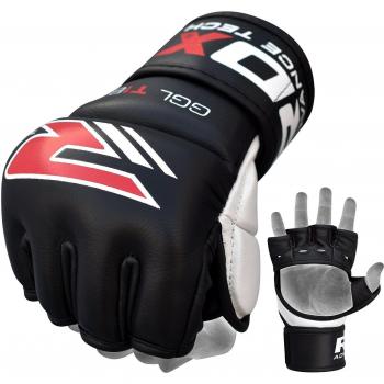 RDX T1 Leather MMA Training Gloves – Black in XL