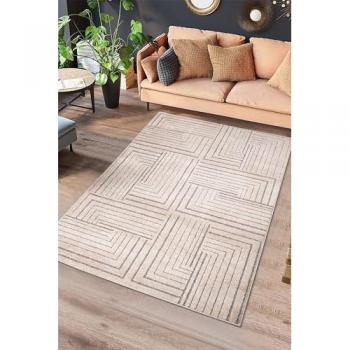 Alfombra Vintage Geométrica Paula 2888 Beige con Relieve, 140x200 cm