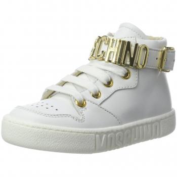 Moschino 25986 Vitello Bianco Lettere Oro, Chaussons montants enfant