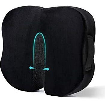 Orthopädisches Druckentlastungskissen, TravelEase Memory-Schaum, ideal für Bürostuhl, Rollstuhl, Autositz, Schwangerschaft (Schwarz)
